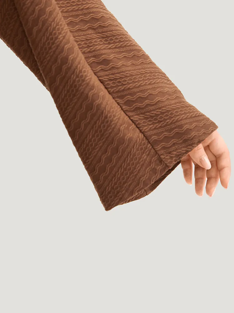 Texture Button Detail Open Front Kimono
