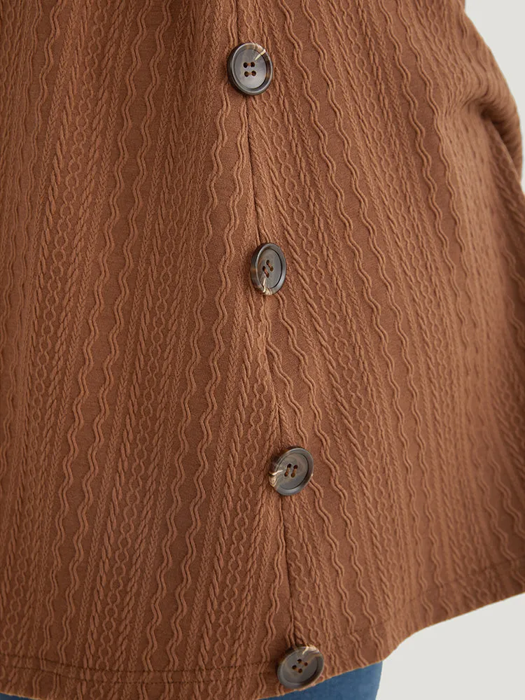 Texture Button Detail Open Front Kimono