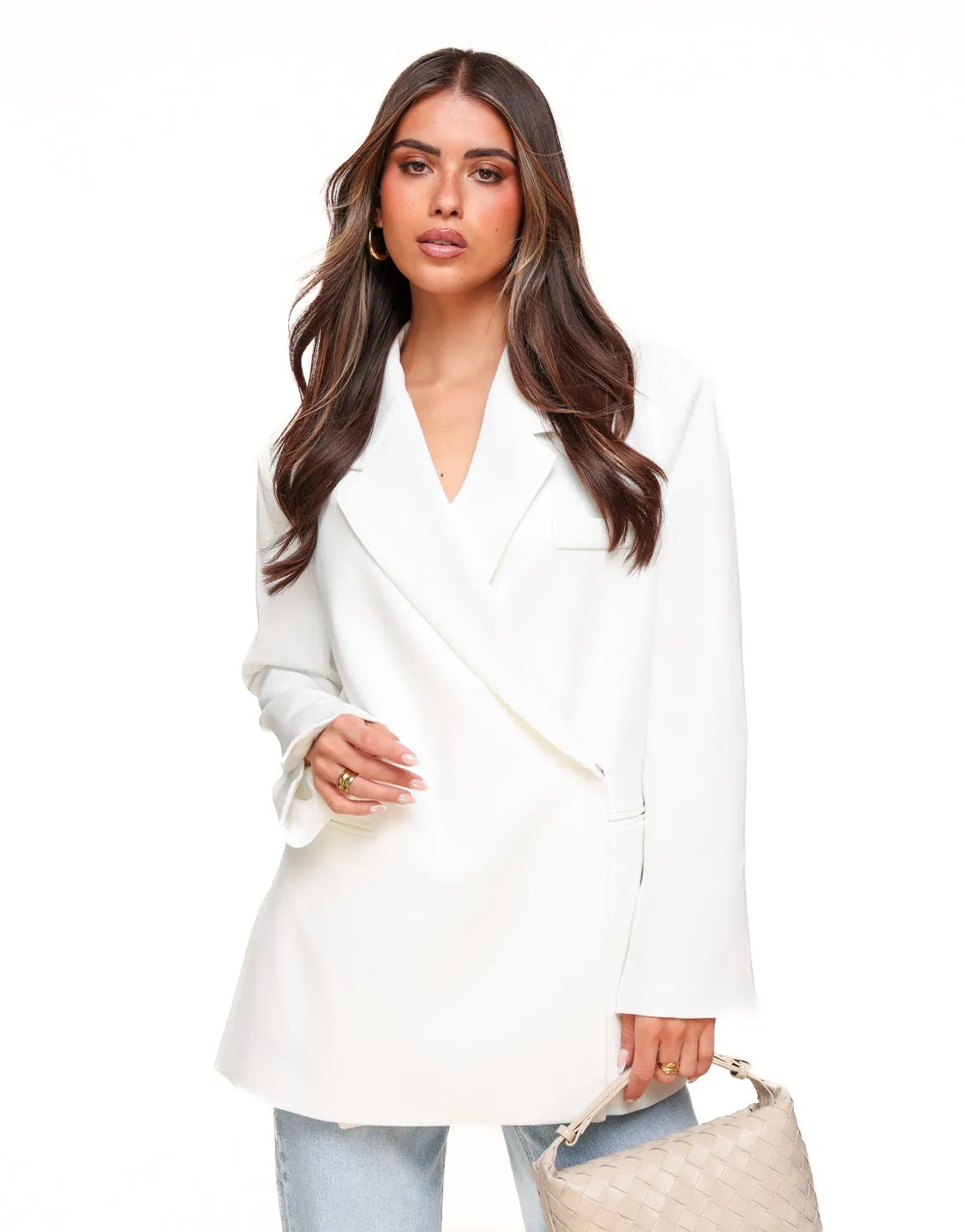 Witte Vierkante Oversized - Blazer