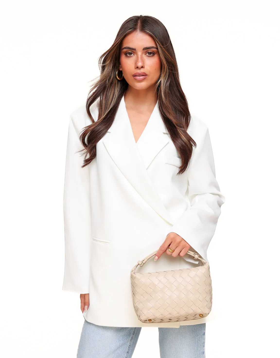 Witte Vierkante Oversized - Blazer