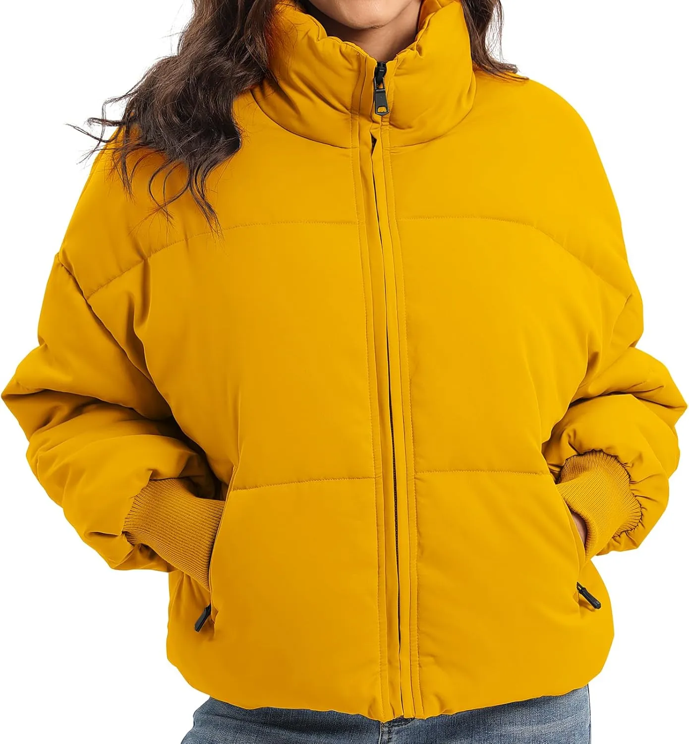 Womens Winter Baggy Zip Puffer jackets Short Down Jacket Coat